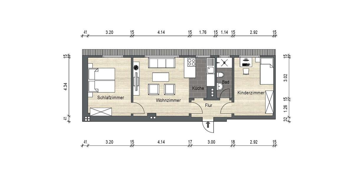 Dachgeschoßwohnung Rostock Hansaviertel - 3 Zimmer, 56 m&sup2;, 1.140&euro; | Angebot:24754744