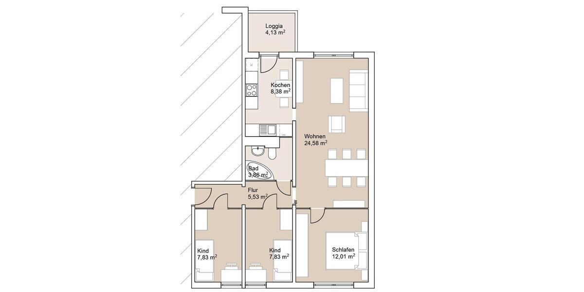 Etagenwohnung Rostock Alt Bartelsdorf - 4 Zimmer, 72 m&sup2;, 780&euro; | Angebot:26548273