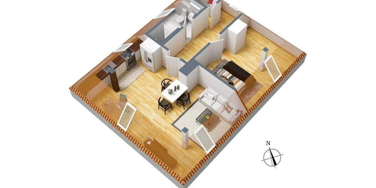 Etagenwohnung Ribnitz-Damgarten Damgarten - 2 Zimmer, 39 m&sup2;, 355&euro; | Angebot:24992547