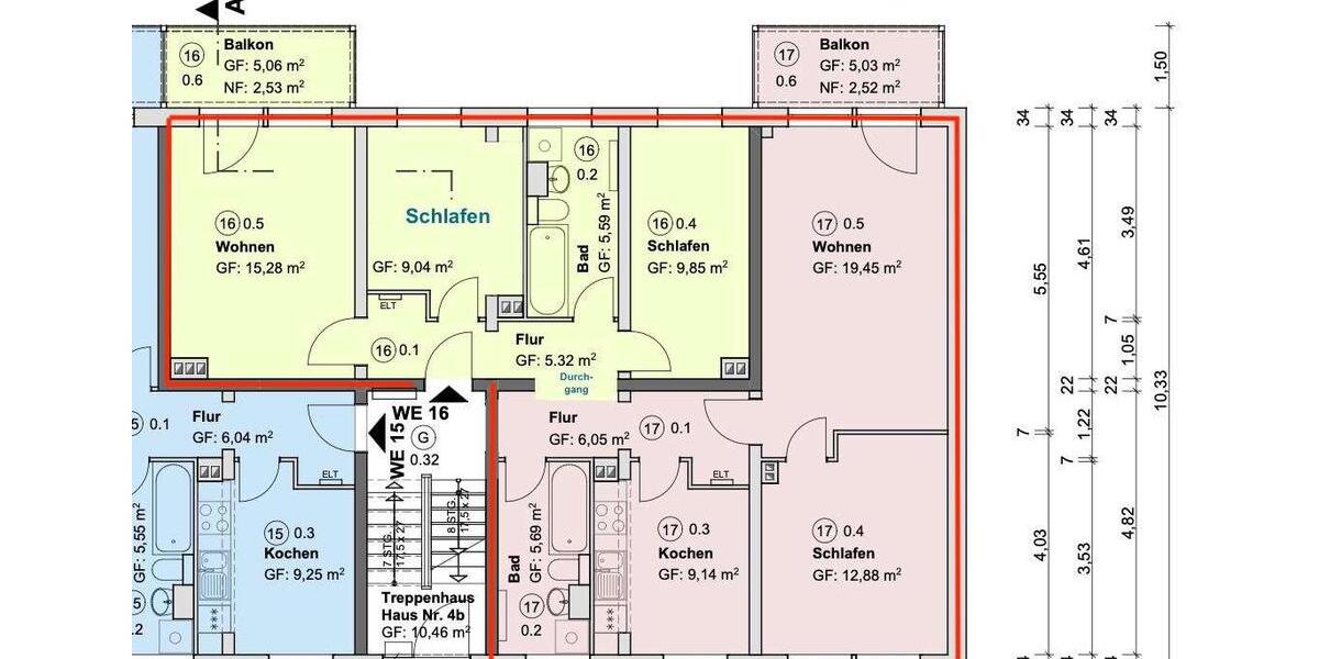 Etagenwohnung Sanitz - 5 Zimmer, 104 m&sup2;, 1.395&euro; | Angebot:25925494