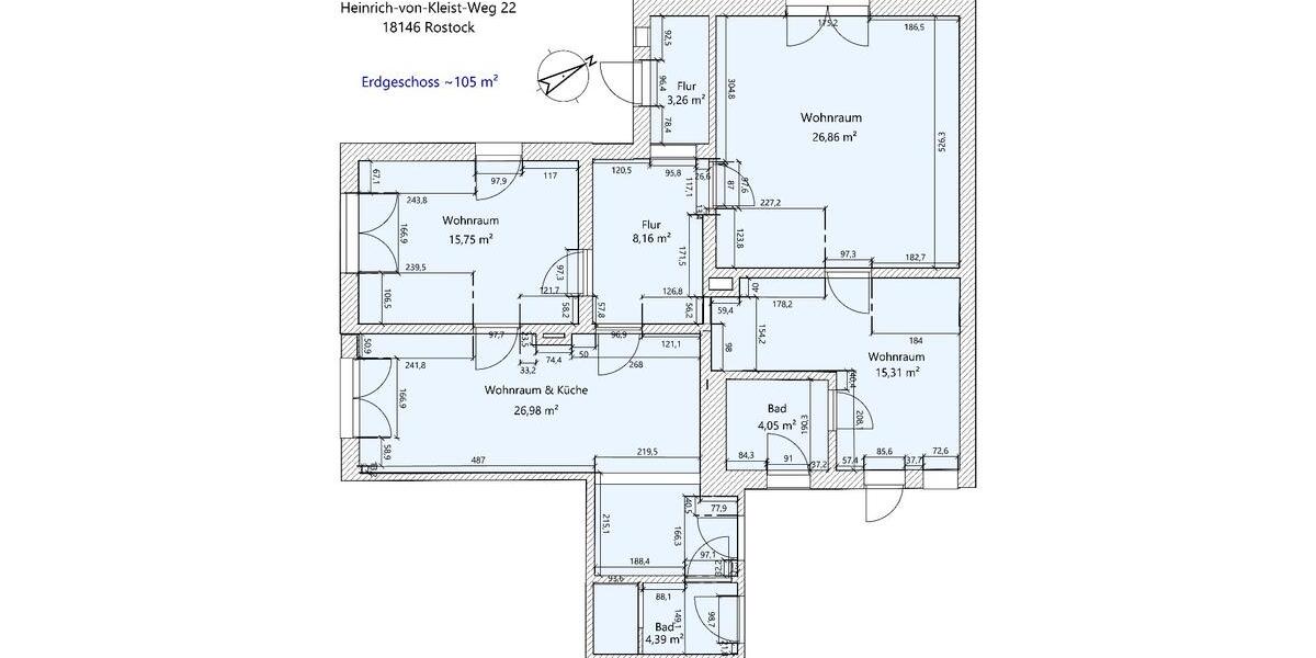 Erdgeschoßwohnung Rostock Alt Bartelsdorf - 4 Zimmer, 105 m&sup2;, 975&euro; | Angebot:25523058