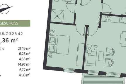 Wohnung Bentwisch - 2 Zimmer, 62 m&sup2;, 900&euro; | Angebot:26274914