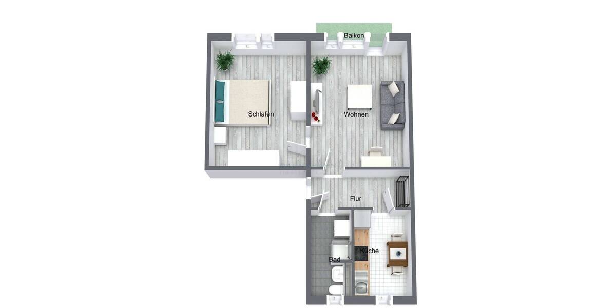 Etagenwohnung Rostock Südstadt - 2 Zimmer, 50 m&sup2;, 960&euro; | Angebot:26879173