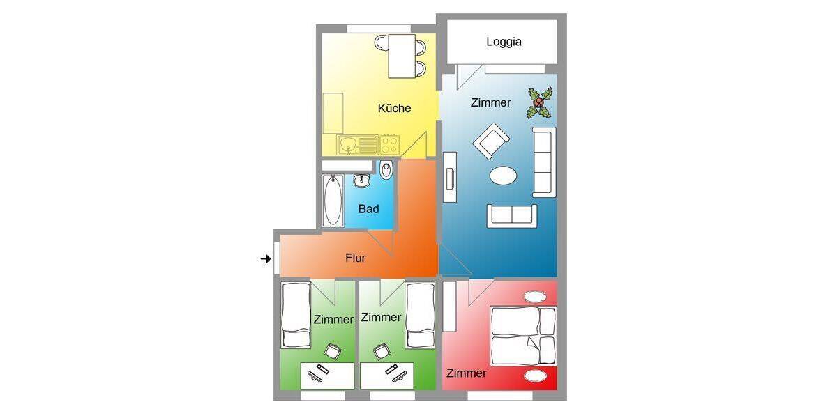 Etagenwohnung Rostock Groß Klein - 4 Zimmer, 75 m&sup2;, 452&euro; | Angebot:26786958
