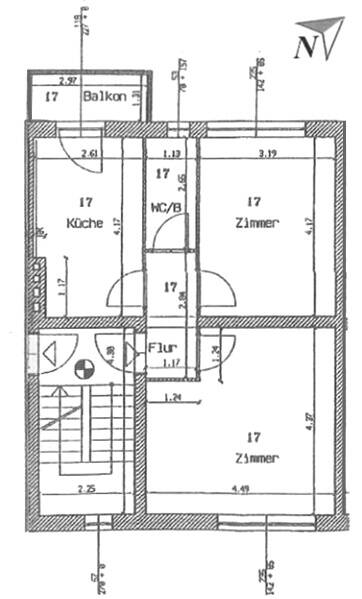 Etagenwohnung Rostock Kröpeliner Tor-Vorstadt - 2 Zimmer, 51 m&sup2;, 189.000&euro; | Angebot:26572952