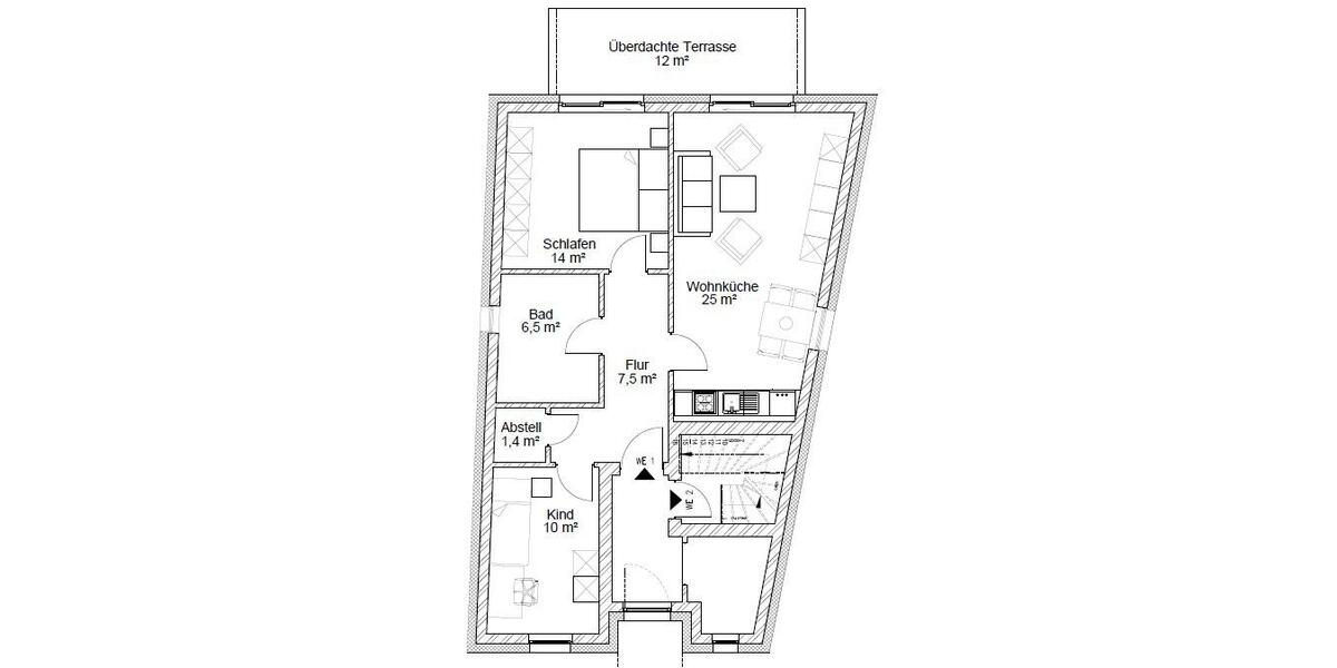 Erdgeschoßwohnung Bützow - 3 Zimmer, 70 m&sup2;, 810&euro; | Angebot:26293646