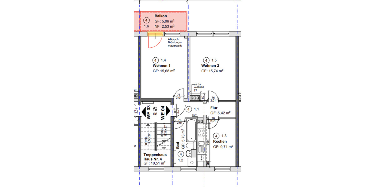 Etagenwohnung Sanitz - 2 Zimmer, 55 m&sup2;, 749&euro; | Angebot:26649638