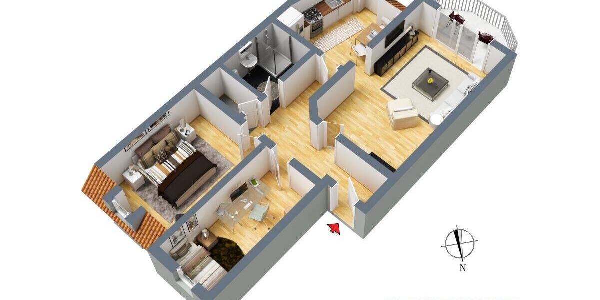 Etagenwohnung Ribnitz-Damgarten Ribnitz - 3 Zimmer, 64 m&sup2;, 120.000&euro; | Angebot:26686630