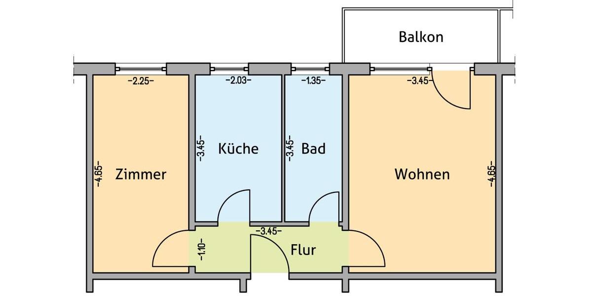 Etagenwohnung Papendorf - 2 Zimmer, 45 m&sup2;, 400&euro; | Angebot:26020494