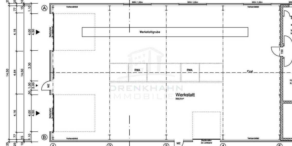 360 m² Warmhalle mit 3 Sektionaltoren, Werkstattgrube, Waschplatz m. Ölabscheider u. Fußbodenheizung zimmer