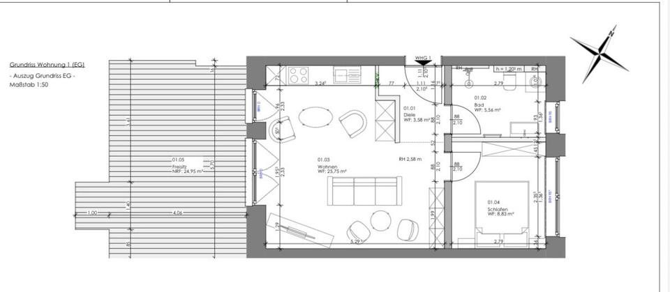 Terrassenwohnung Rostock Alt Bartelsdorf - 2 Zimmer, 56 m&sup2;, 843&euro; | Angebot:25084291