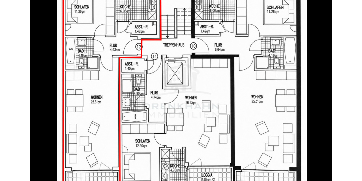 Etagenwohnung Rostock Toitenwinkel - 2 Zimmer, 57 m&sup2;, 169.900&euro; | Angebot:26928769