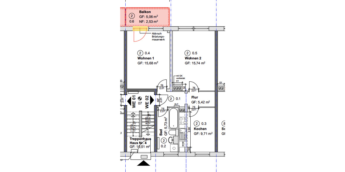 Erdgeschoßwohnung Sanitz - 2 Zimmer, 55 m&sup2;, 669&euro; | Angebot:25151488