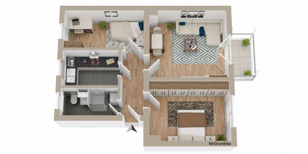 Etagenwohnung Dummerstorf - 3 Zimmer, 59 m&sup2;, 99.000&euro; | Angebot:26480124