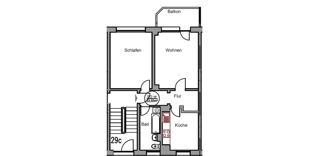 Etagenwohnung Laage - 2 Zimmer, 54 m&sup2;, 380&euro; | Angebot:26649641