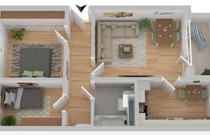 Wohnung Rostock Evershagen - 3 Zimmer, 58 m&sup2;, 462&euro; | Angebot:25069546