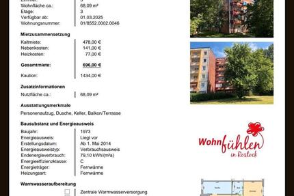 Nachmieter 3 Raumwohnung Evershagen 2 zimmer