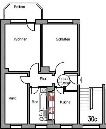 Etagenwohnung Laage - 3 Zimmer, 64 m&sup2;, 420&euro; | Angebot:24918764