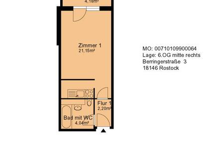 Wohnung Rostock Alt Bartelsdorf - 1 Zimmer, 29 m&sup2;, 205&euro; | Angebot:25656874
