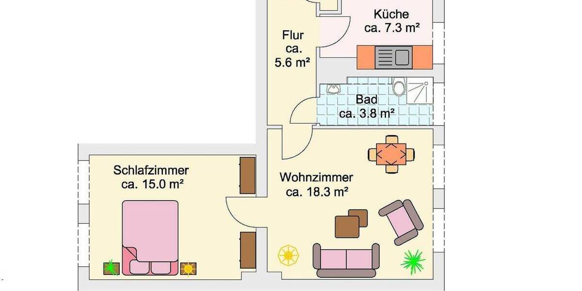 Etagenwohnung Rostock Stadtmitte - 2 Zimmer, 51 m&sup2;, 612&euro; | Angebot:26908548