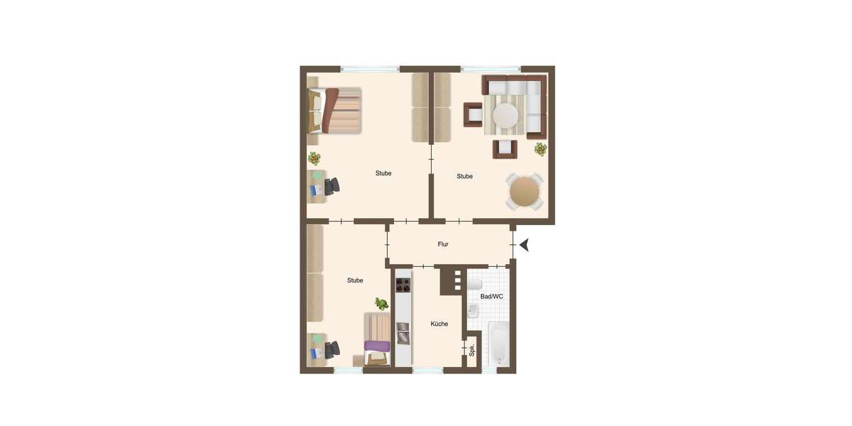 Etagenwohnung Rostock Hansaviertel - 3 Zimmer, 68 m&sup2;, 205.000&euro; | Angebot:25857712