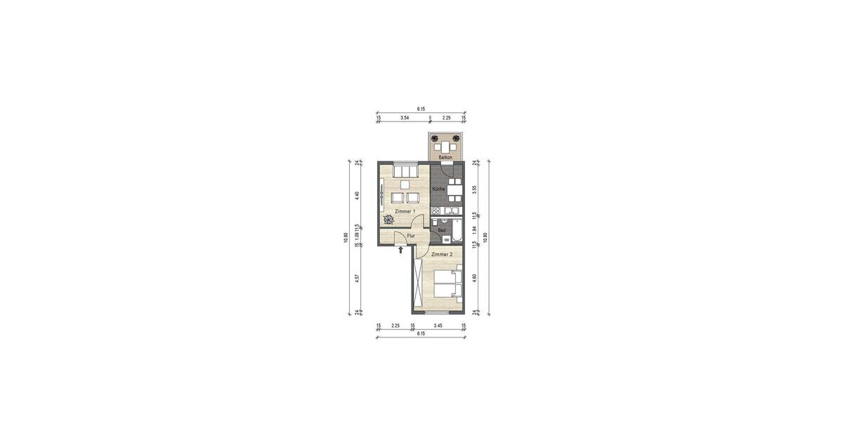 Etagenwohnung Rostock Gehlsdorf - 2 Zimmer, 51 m&sup2;, 765&euro; | Angebot:24964732