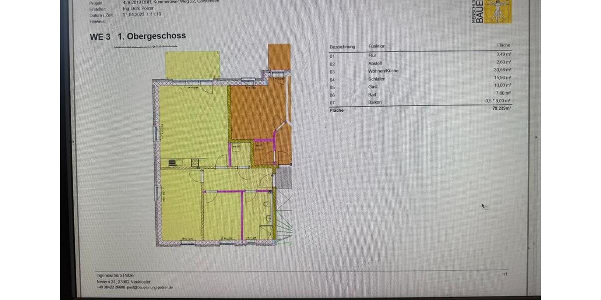 Etagenwohnung Bad Doberan - 3 Zimmer, 80 m&sup2;, 1.280&euro; | Angebot:26239873